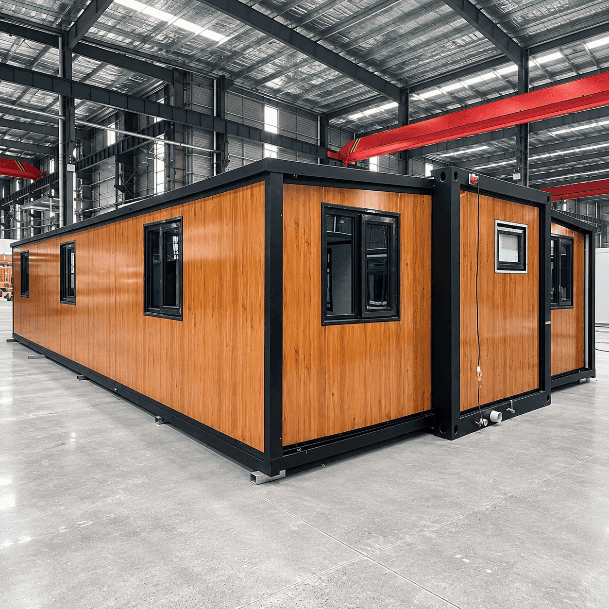 Casa container espandibile Casa Box da 40 piedi | Cornice Nera In Legno Lucido